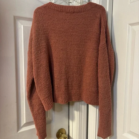 KLd Elegant Rust Crew Neck Crop Oversized Sweater Size Small - Picture 2 of 7